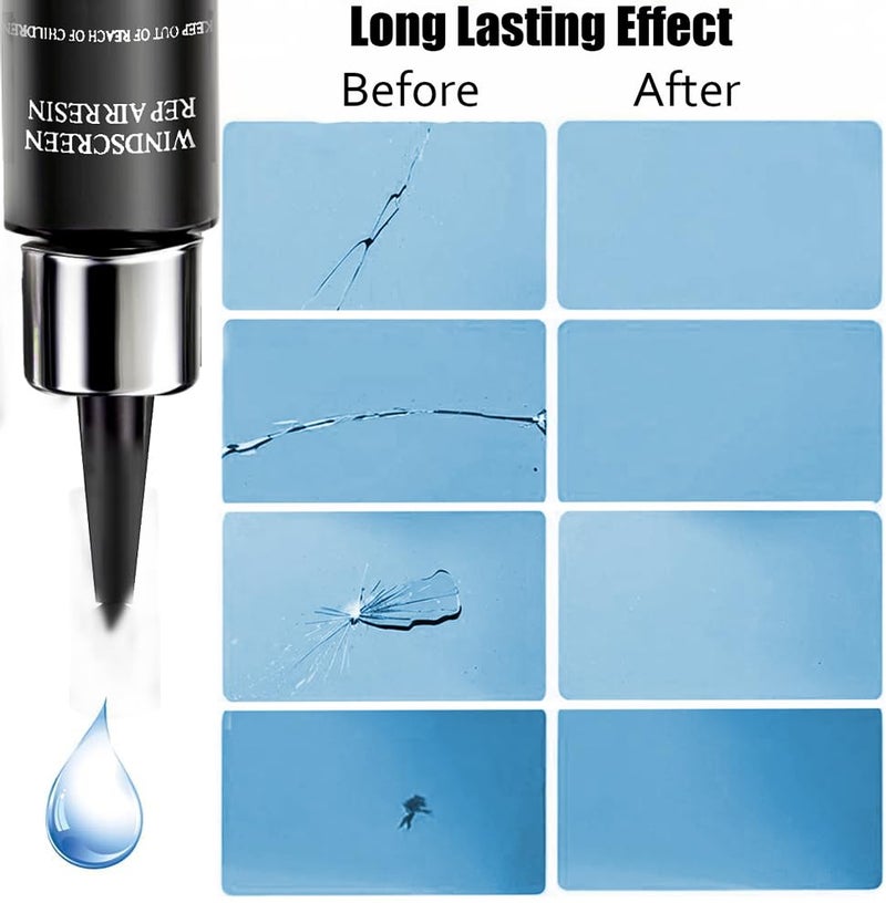 BLUTOKS Windshield Repair Kit - Nano Glass Repair Fluid for Chips & Cracks | Quick Fix, Works on for Chips and Cracks,Cracks Gone Glass Repair Kit, Automotive Windscreen Repair Tool Repair Liquid (Dark grey) - Image 3